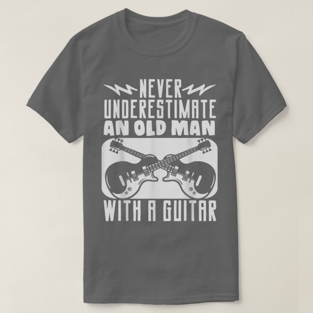Camiseta Guitarrista Nunca Subestima Um Velho Com Gu (Frente do Design)