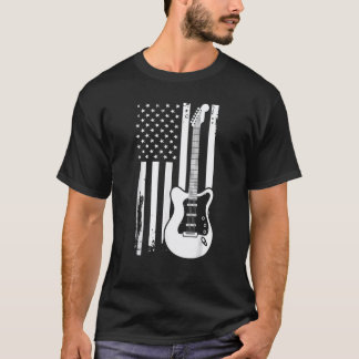 Camiseta Guitarrista Patriota 4 de Julho Bandeira Americana