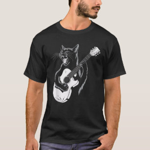 Camiseta Guitarrista Tocando Violão Acústico Música Felina