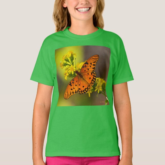 Camiseta Gulf Fritillary aka Passion Butterfly on Goldenrod (Frente)