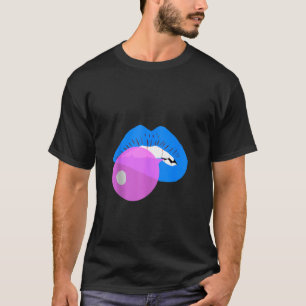 Camiseta Gumball Blue Lábios Boca Boca Goma Beija Bicleta B
