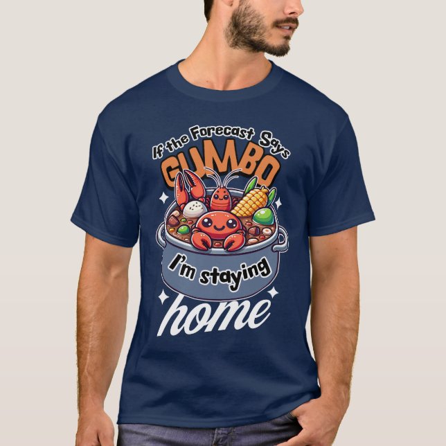 Camiseta Gumbo Cute Crawfish Permanecendo Em Casa (Frente)