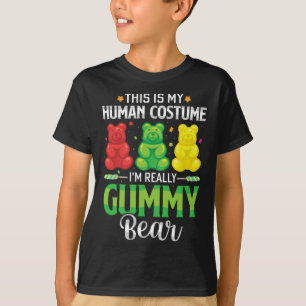 Camiseta Gummy Bear Meu Costume Humano Engraçado Doce Hallo