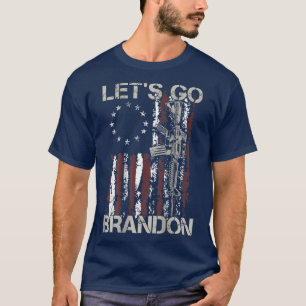 Camiseta Gun American Flag Patriots Vamos Go Brandon (em ba