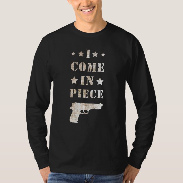 Camiseta Gun Sarcastic Pun Cote Que Vim Em Pedaço Para Gun  (Frente)
