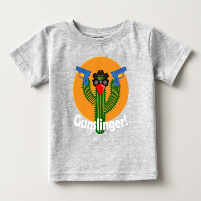 Camiseta Gunslinger Cactus Design - Baby Fine Jersey T-Shir (Frente)