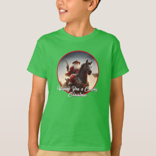 Camiseta Gunslinger Santa Claus Andando Cavalo no Natal