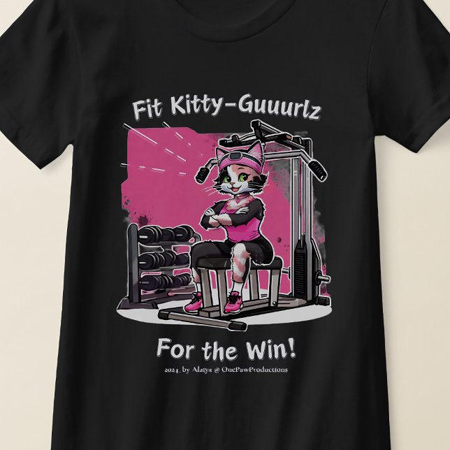Camiseta Gurl do Gatinho do ajustado, rosa, (Criador carregado)