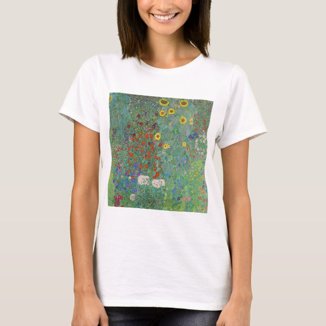 Camiseta Gustav Klimt - Jardim do País com Girassóis (Frente)