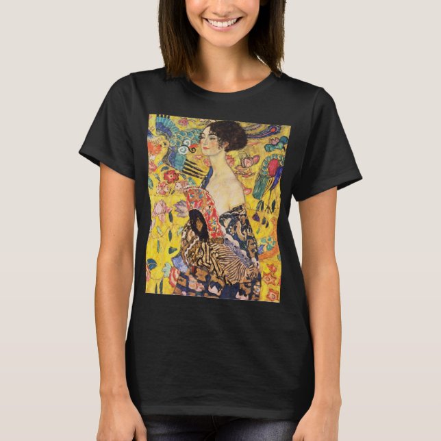 Camiseta Gustav Klimt Lady com ventilador (Frente)
