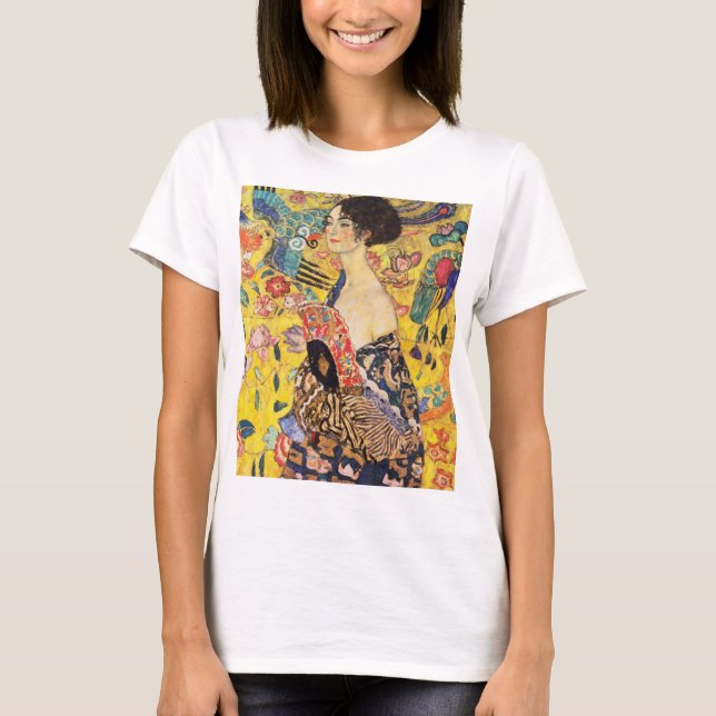 Camiseta Gustav Klimt Lady com ventilador (Frente)