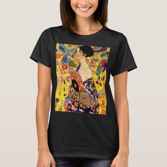Camiseta Gustav Klimt Lady com ventilador (Frente)