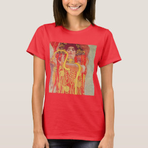 Camiseta Gustav Klimt Red Woman Dourada pintura Cobra