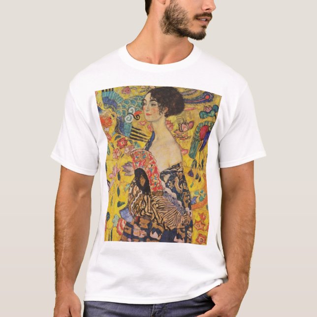 Camiseta Gustav Klimt - Senhora com ventilador (Frente)