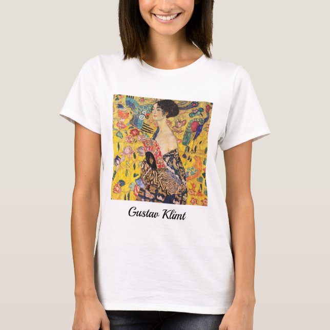 Camiseta Gustav Klimt - Senhora com ventilador (Frente)