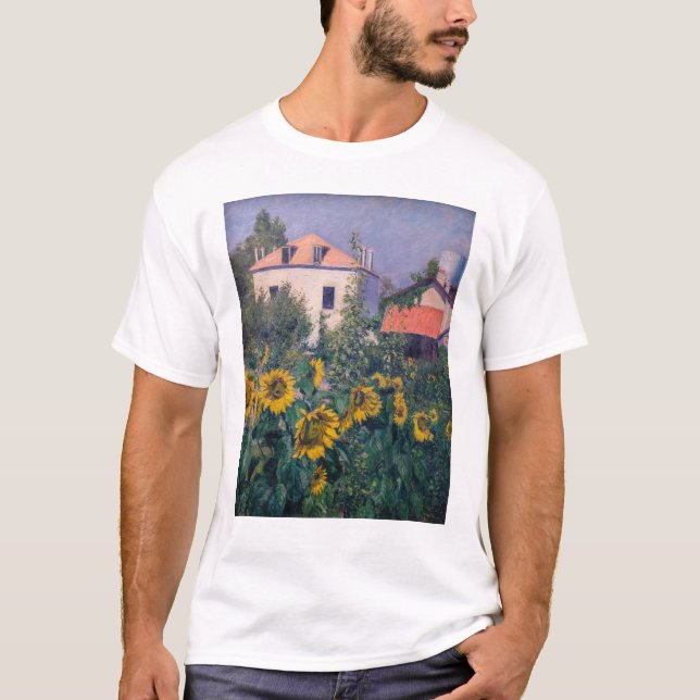 Camiseta Gustave Caillebotte - Girassóis, Jardim (Frente)