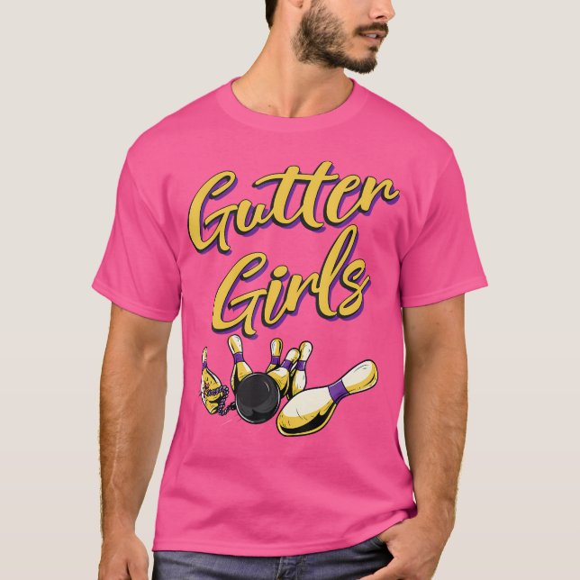 Camiseta Gutter Girls Engraçado Equipe de Boliches (Frente)