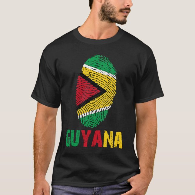 Camiseta Guyana Finger Print Flag  I Love Guyana Travel (Frente)
