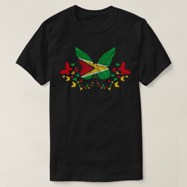 Camiseta Guyana Guyanese Guyana — Borboletas (Frente do Design)