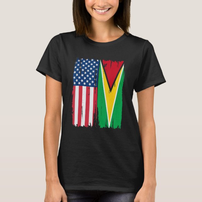 Camiseta Guyana Half american Flag Roots (Frente)