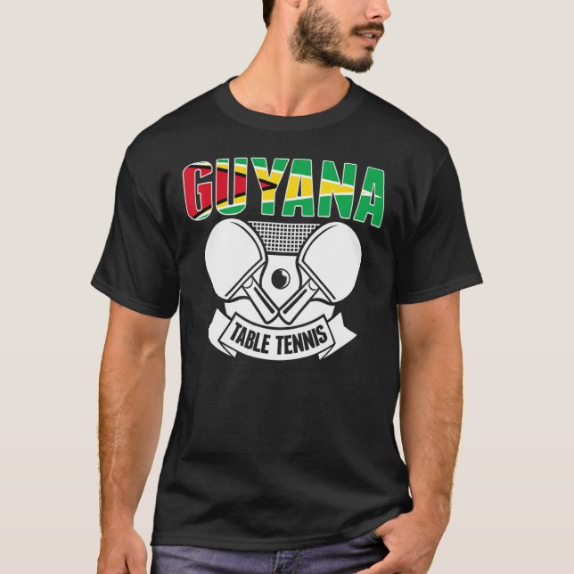 Camiseta Guyana Ping Pong - Supo da Equipe de Tênis de Mesa (Frente)