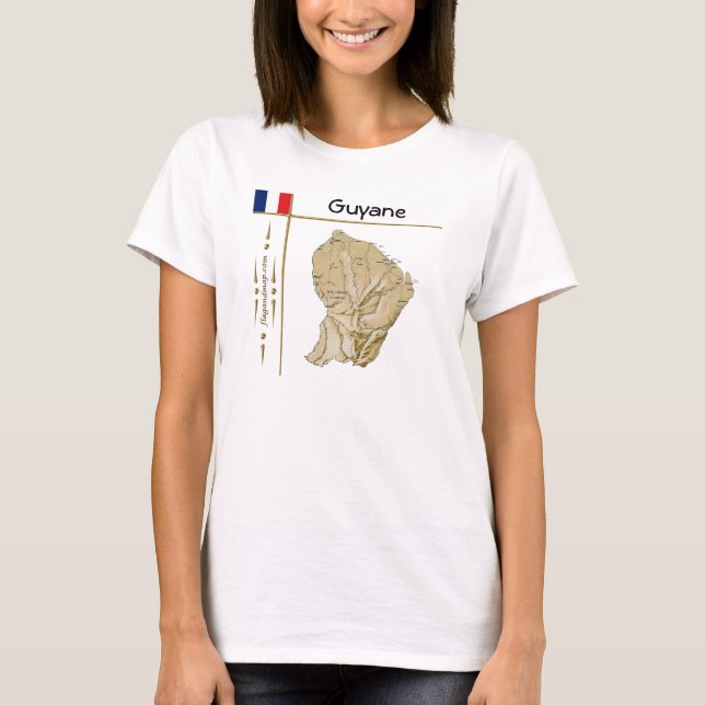 Camiseta Guyane Mapa + Bandeira + Título (Frente)