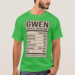 Camiseta Gwen Nutritrição Fatos Nome Apelido Alias Título F