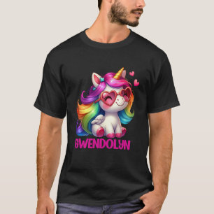 Camiseta Gwendolyn Nome Personalizado Unicórnio Colorido Mu