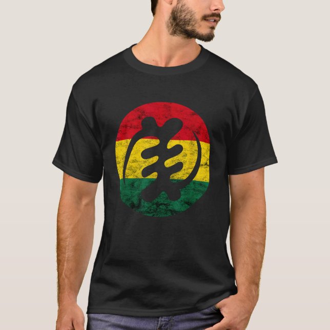 Camiseta Gye Nyame Adinkra Símbolo Gana Bandeira Oeste Afri (Frente)