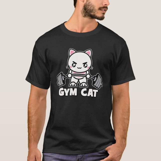 Camiseta Gym Cat, Cute, Kawaii, Cartoon, Anime - Gym Motiva (Frente)