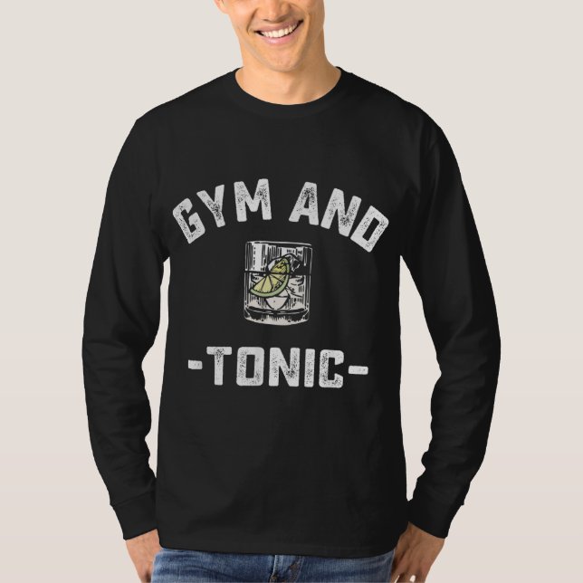 Camiseta Gym e Tonic Funny Workout Pesando Pun Alco (Frente)