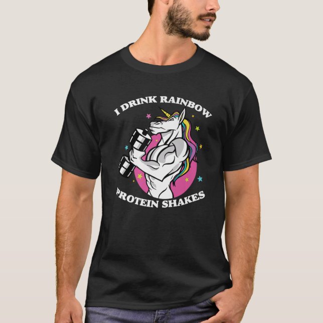 Camiseta Gym - Eu Tomo Raios De Proteína Arco-Íris - Bacalh (Frente)