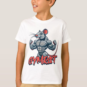 Camiseta Gym Rat! Cartoon Muscular Engraçado