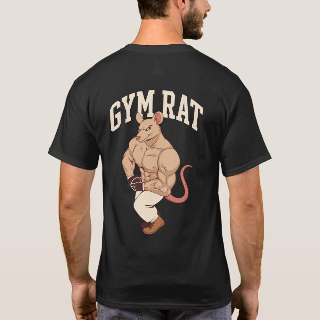 Camiseta Gym Rat Funny Gym Workout Muscular Mouse (Verso)