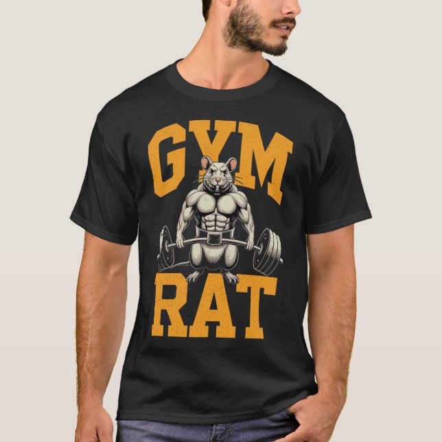 Camiseta Gym Rat Significa Rato De Gym Pesando Na Gama (Frente)