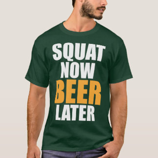 Camiseta Gym Squat Agora Cerveja Mais Tarde Malhação Engraç