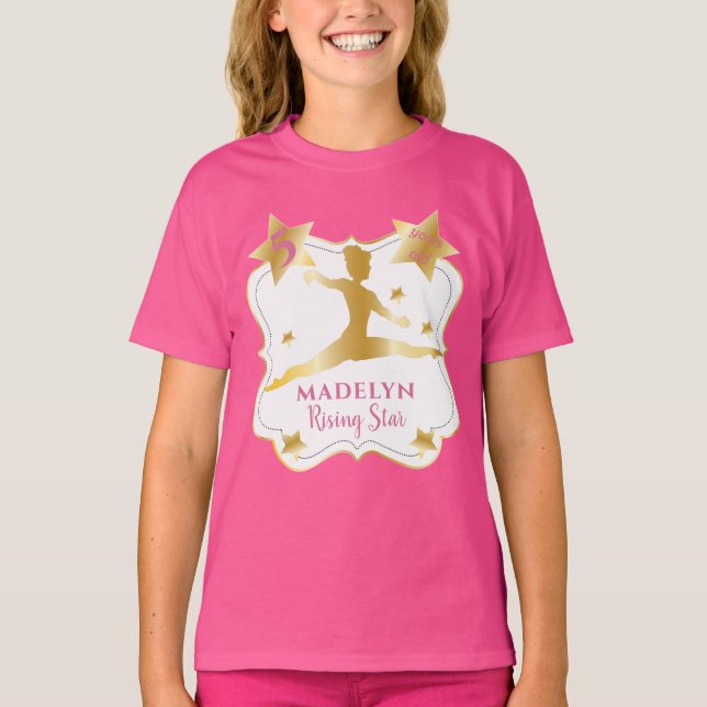 Camiseta Gymnast Ascensão Star Gymnastics Birthday Girl  (Frente)