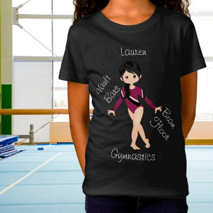 Camiseta Gymnastics Black Hair, Brown Eyes, Burgundy Leo