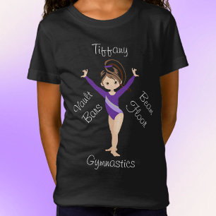 Camiseta Gymnastics Brunette, Brown Eyes, Purple Leotard