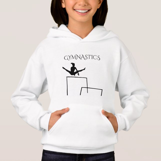 Camiseta GYMNASTICS esconde-se com ginasta para garotas. (Frente)