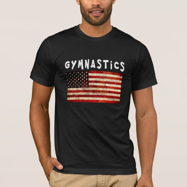 Camiseta Gymnastics Grunge American Flag (Frente)