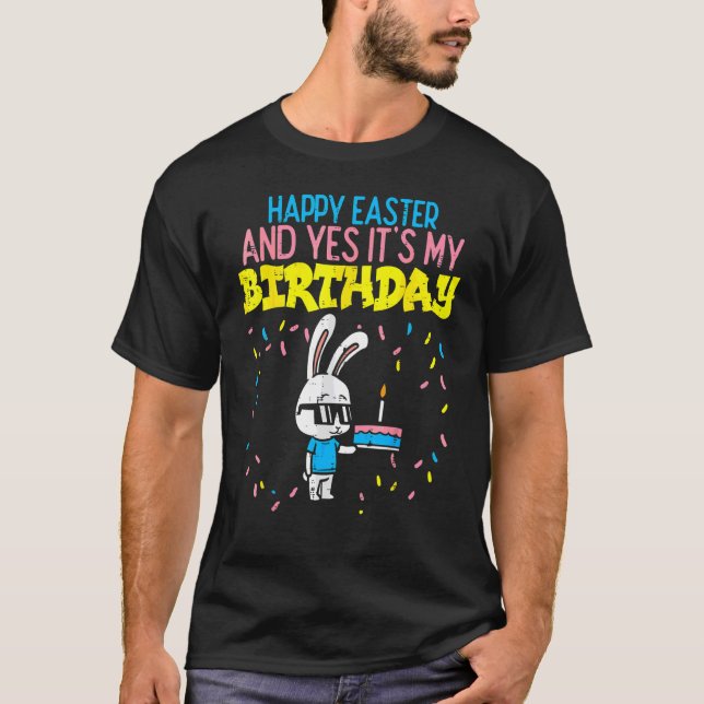 Camiseta H Appy Páscoa Birthday Bunny C Ake Bday Party Boys (Frente)