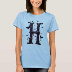 Camiseta H de Halloween que brilha no escuro