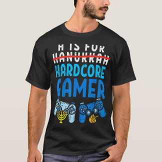 Camiseta H é para Hanukkah Gamer Vídeo Gaming Boys Men Gir