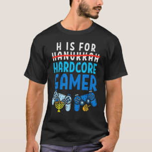 Camiseta H é para Hanukkah Gamer Vídeo Gaming Boys Men Gir