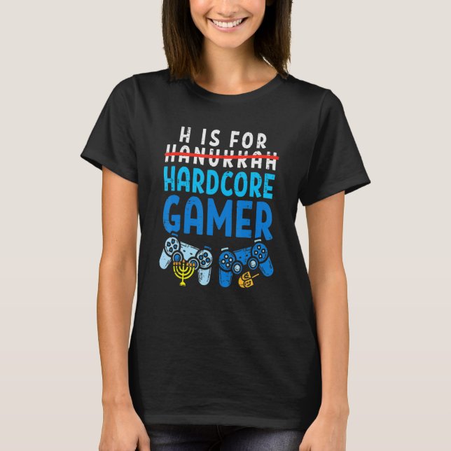 Camiseta H é para Hanukkah Gamer Video Gaming Boys Men Paja (Frente)
