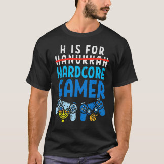Camiseta H é para Hanukkah Gamer Video Gaming Boys Men Paja