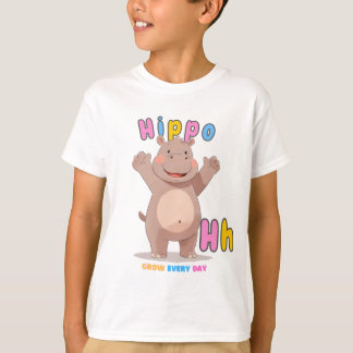 Camiseta "H é para Hippo" Tee do Alfabeto - Cresça todos os