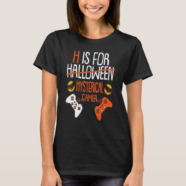 Camiseta H É Para O Halloween Hysterous Gamer Funny Handhel (Frente)