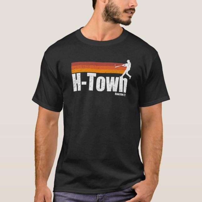 Camiseta H Town Houston City Texas Baseball Stripes (Frente)